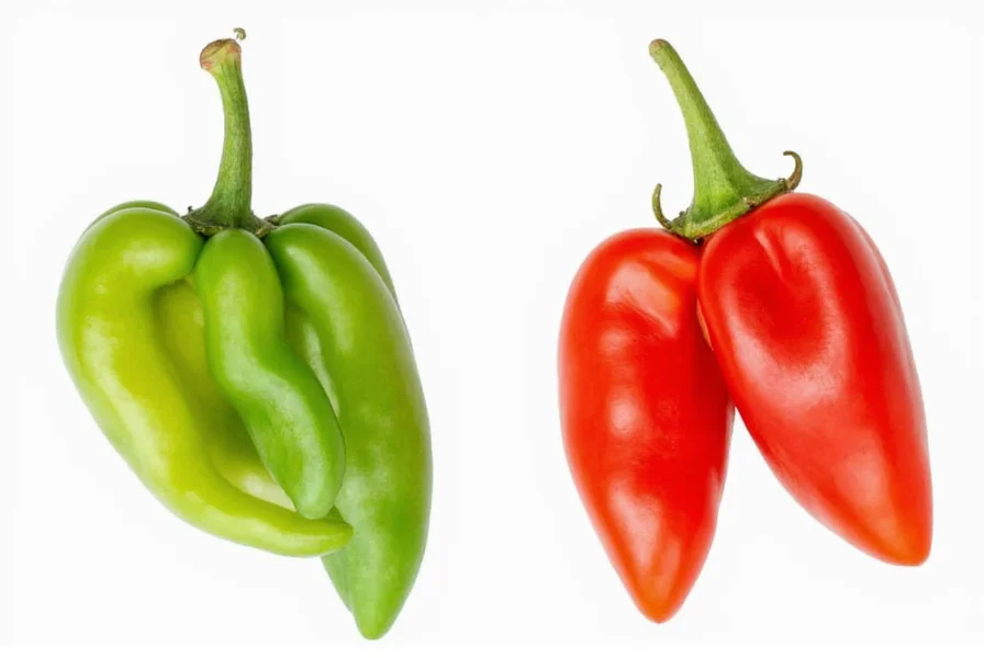 Side-by-side comparison of Big Red pepper growth stages from small green fruit to fully mature red pepper