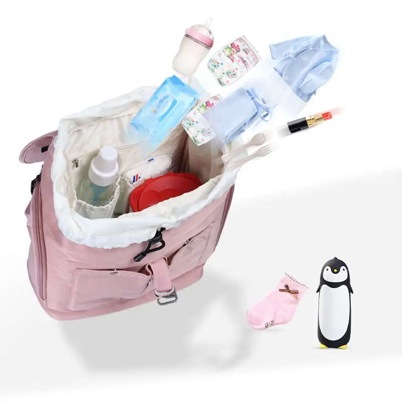 

2021 fashion multifunctional diaper bag waterproof Mommy bag travel portable baby diaper bag, Gray,purple,pink,navy blue