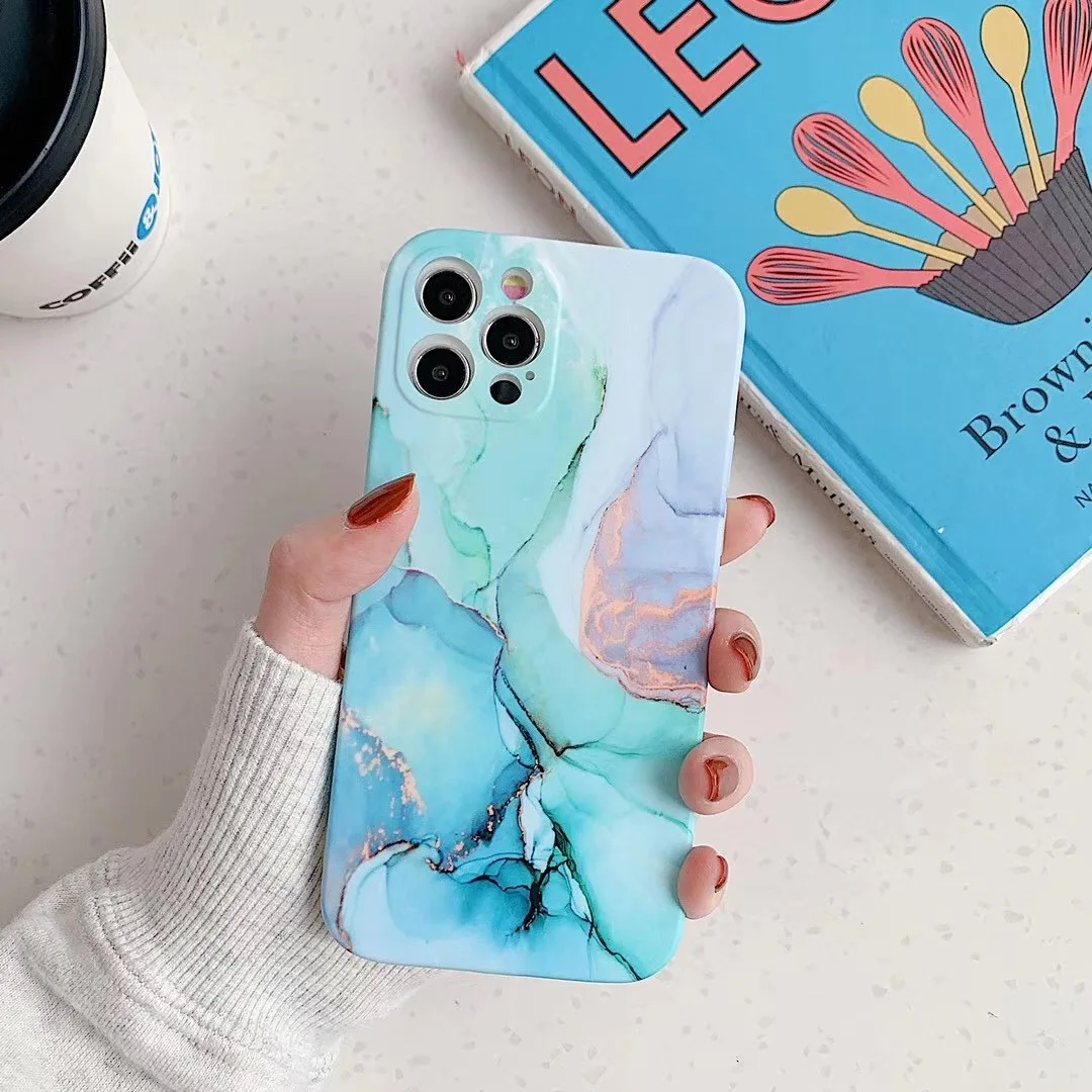 

Lens protection Marbling Phone Case for iPhone 12, Colors optional