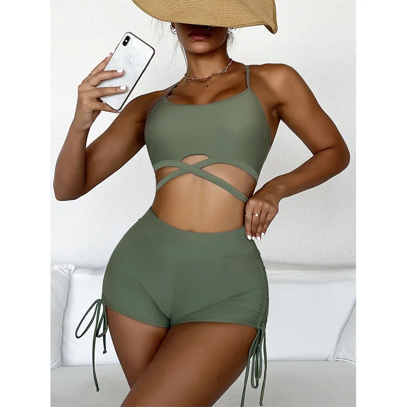 

Modest Teenager Beachwear 2022 New Arrivals Bathing Suits High Waisted Swimming Suit For Women Swimsuit Swimwear With Boyleg, As customized