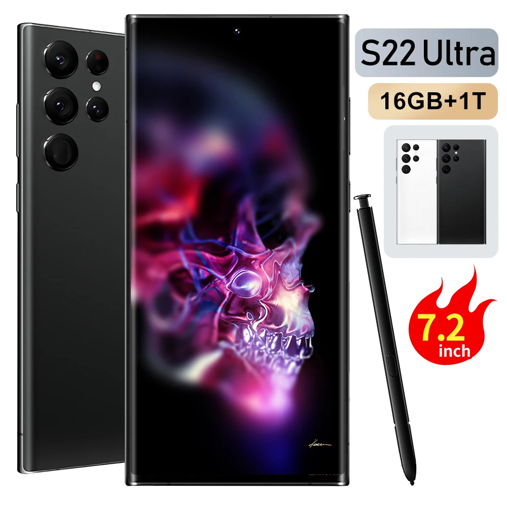 

Original S22 Ultra 7.2 inch Smartphone Full Screen 16+1TB Android Phones Built-in stylus Face ID Unlocked Cell Mobil Phone
