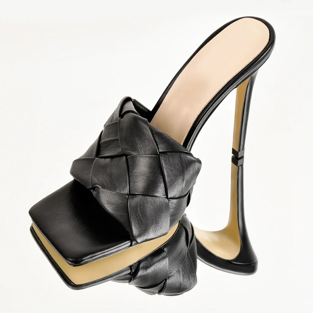 black square toe mule heels