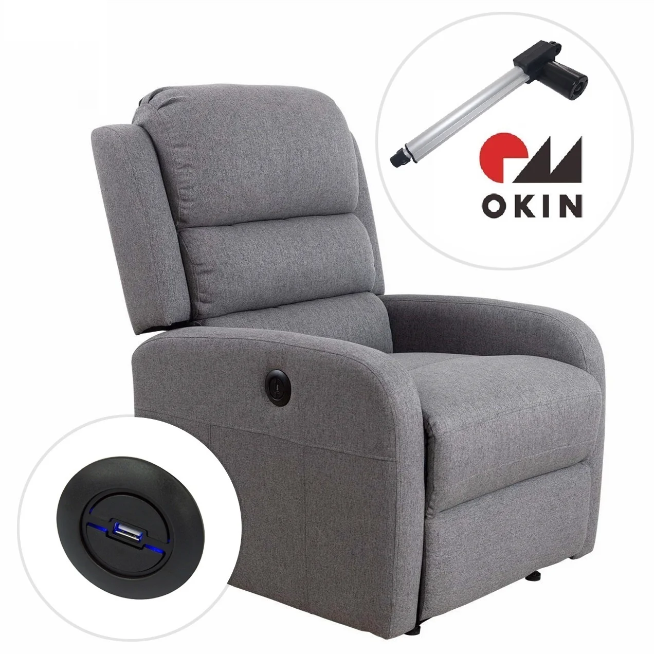 

JKY Furniture Living Room Leisure Relaxing Power Electric Recliner Sofa Chair With USB Charger