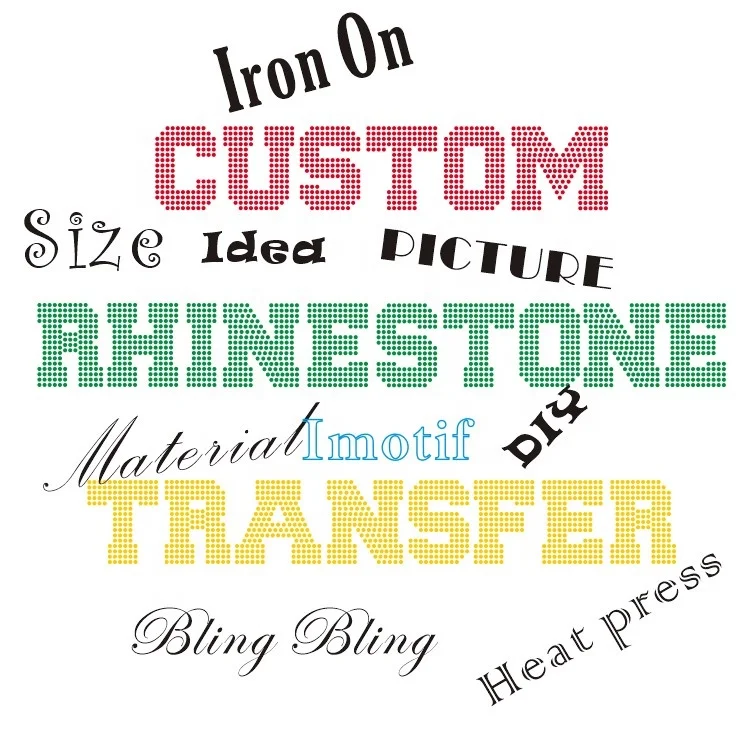 

Hot Fix Iron On Custom Rhinestone Transfer Motif For DIY Shirt Heat Press Design, As you choose