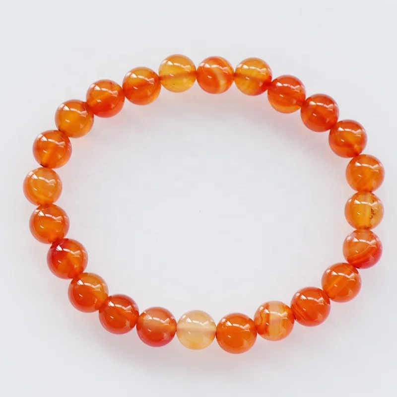 

6/8/10 MM Natural Orange Carnelian Crystal Round Stone Bead Stretch Bracelets For Men And Women Natural Stone