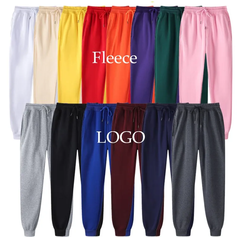 

CP38 Hot sale OEM custom drawstring plain black baggy men cotton fleece sweat pants for unisex man joggers