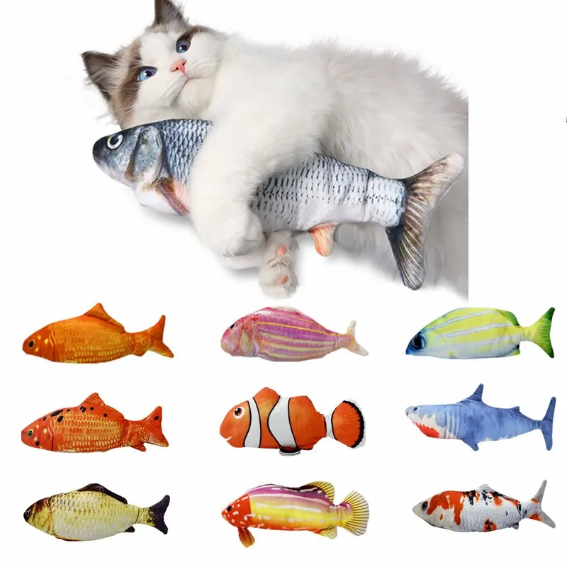 

Toy Kicker Fish Realistic Plush Interactive Funny Toy Electric Moving Fish Cat Toy Floppy Fish for Cat, Assorted color