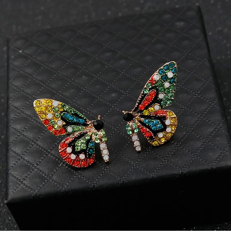 

SH45 Balry Jewelry 2021 fashion butterfly stud earrings colorful crystal diamond necklace animal earring wholesale, Colorful earrings