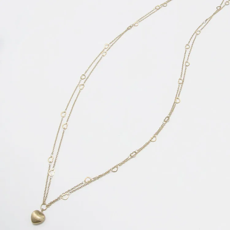 

Chic Design Wholesale Heart Pendant Stainless Steel Multilayered Gold Filled Body Chain For Women, Golden color