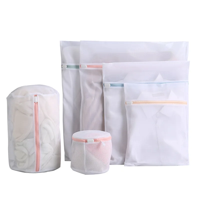 

Drawstring Closure Mesh Laundry Bag Drawstring Socks Underwear Washing Machine Protection Mesh Washing Bags, White,black,red