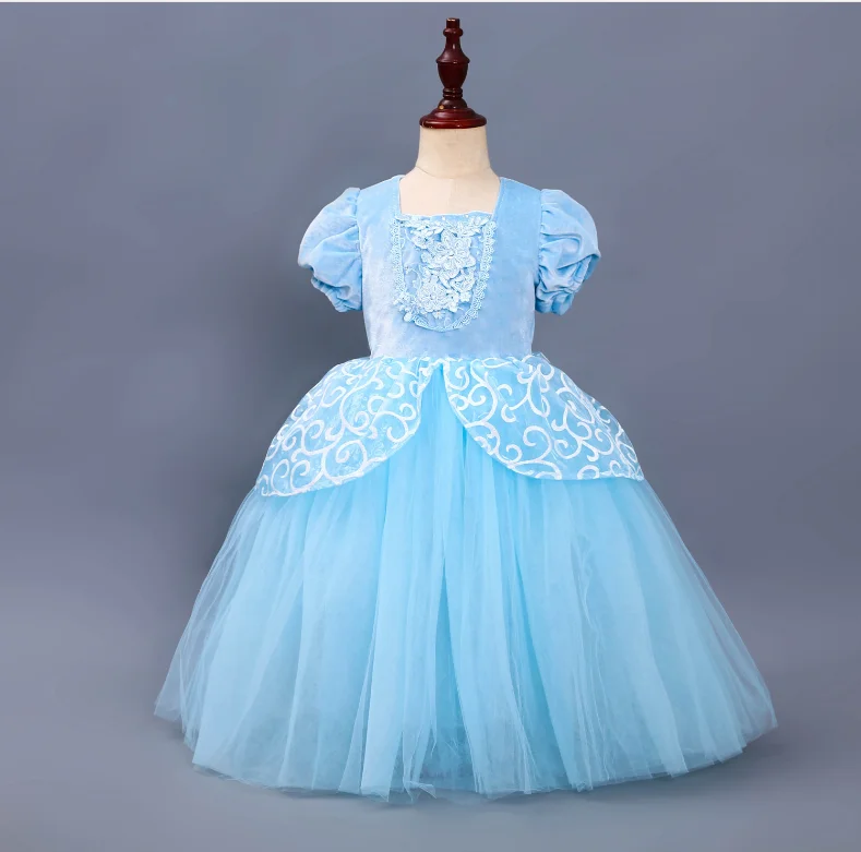 Princess Costumes Girls Blue Dress Up Kids Fancy Halloween Christmas ...