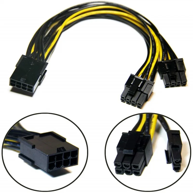 

18Awg 20cm 8 Pin Female To Male 2 Port( 6+2)Pin PCI-Express 8pin to Dual 8 pin Splitter GPU Graphics Card Power Supply Cable