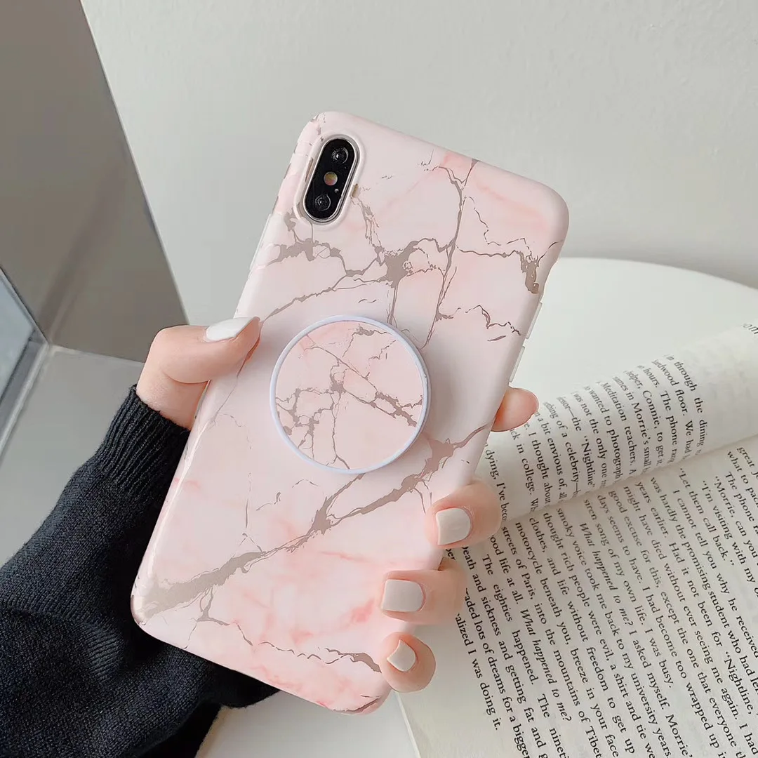 

2020 Hot Style Matte Marble Pattern TPU Phone Case With Stand Holder Phone Cover For iPhone 12