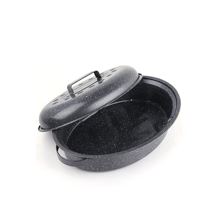 granite ware oval roaster with lid