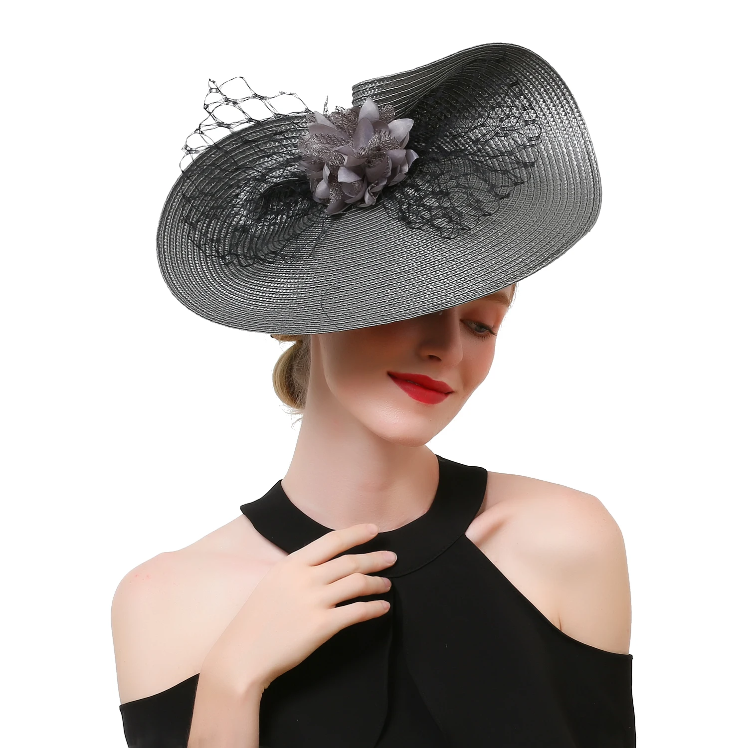 

Deluxe Feather Flower Wedding Hat High Quality Straw Kentucky Derby Hats Deluxe Premium Bride Fascinators for Women Ladies