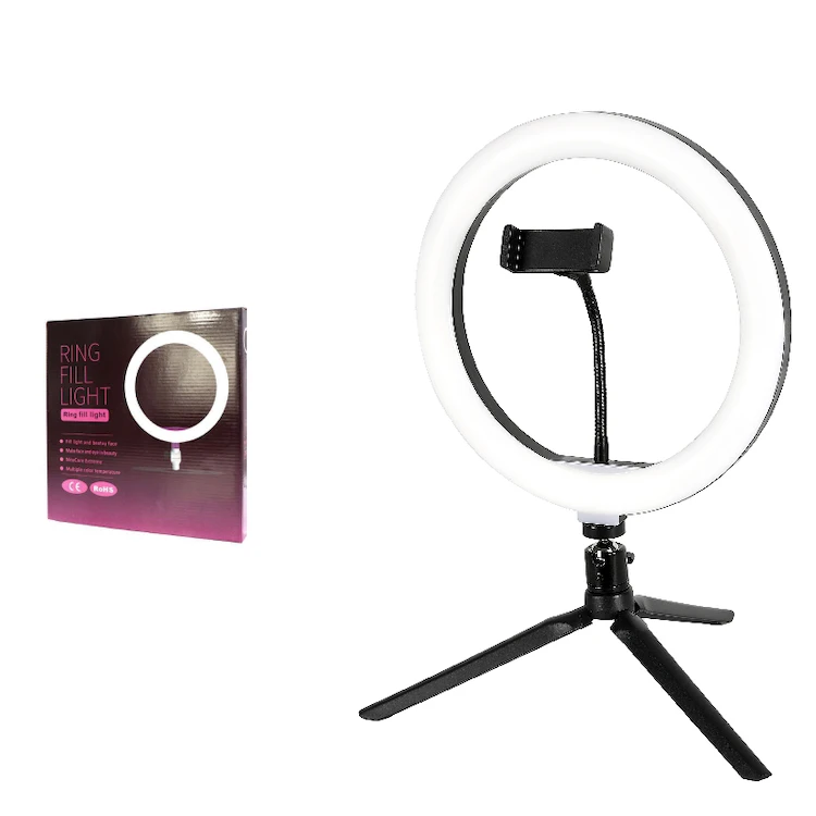 

LED Circle Dimmable Lamp Desktop Tripod Stand Phone Holder Selfie Ring Light 10 inch for YouTube Video Live Stream Makeup