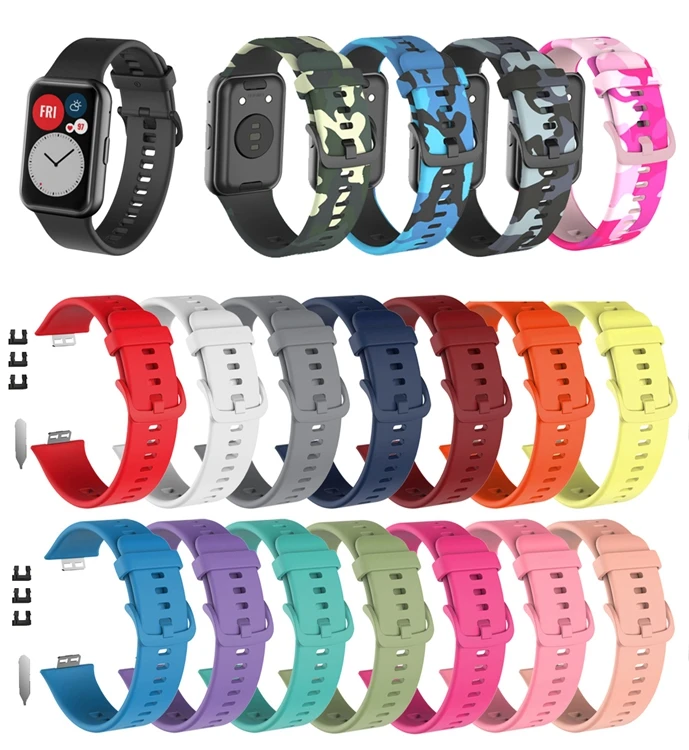 

2020 New Product Replacement silicone band for Huawei Watch Fit wristband strap, 14 colors for customized.