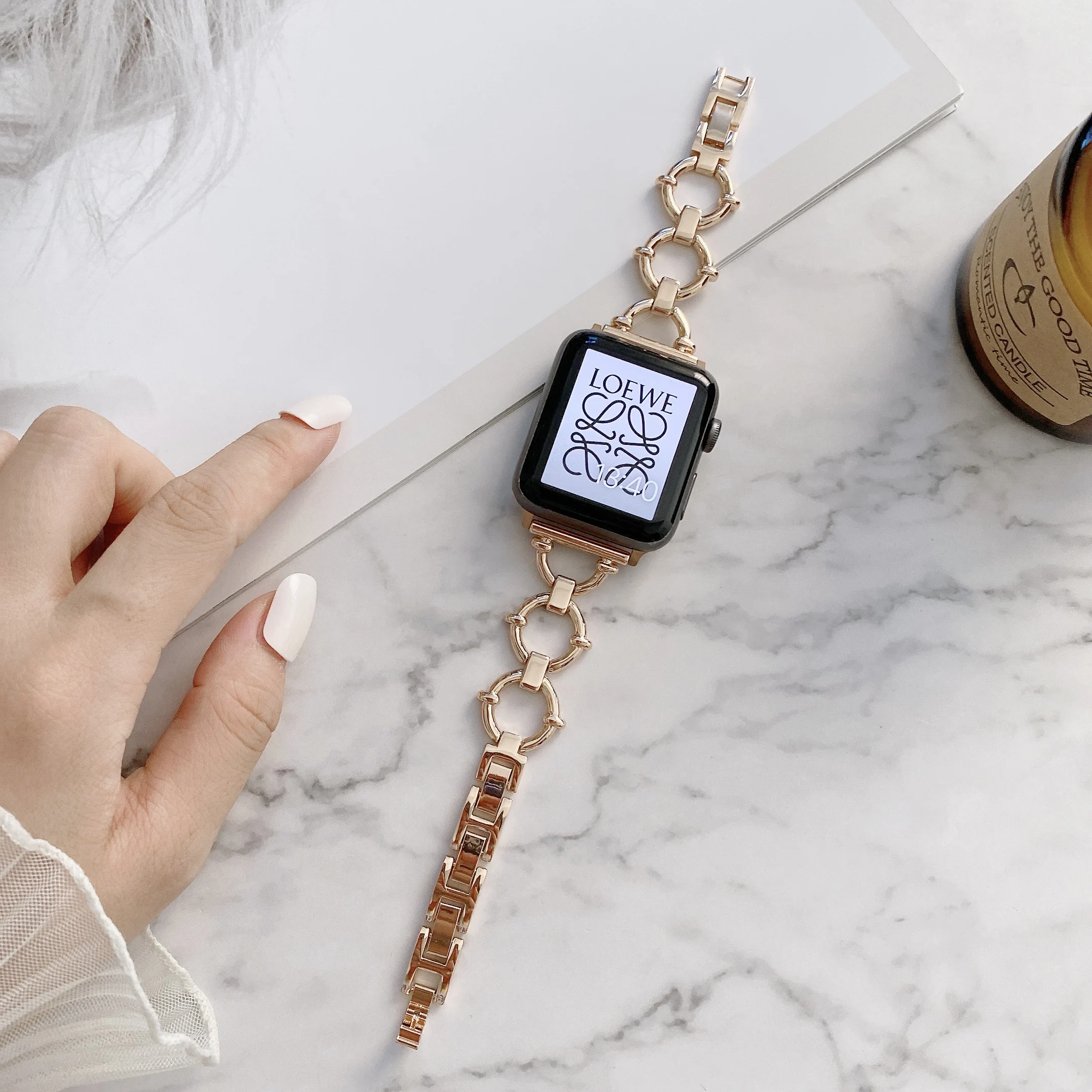 

Luxury woman stainless steel watch strap 38mm 40mm metal fashion Bracelet watch band For apple watch series 7 6 5 4 3 41mm 45mm, 4 colors