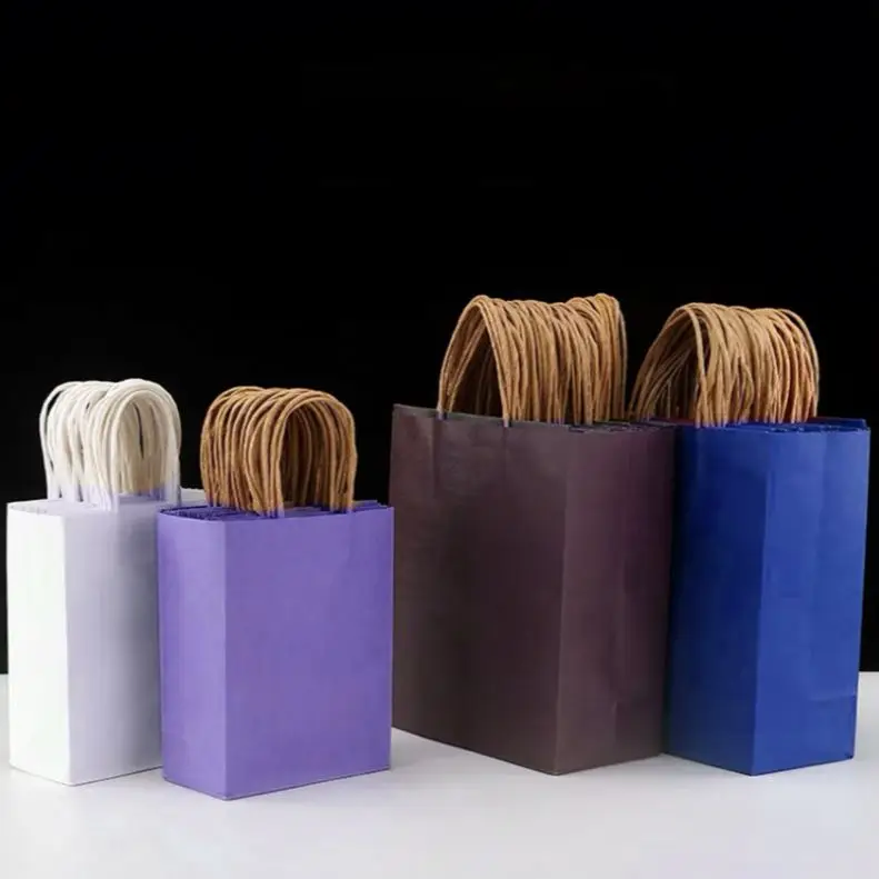 

2022 Customized colour and logo kraft paper bag with handle food gift flower paper bag