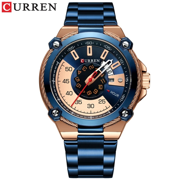 

CURREN 8345 Men's Formal Watches Online Business Cool Stainless Steel Japan Quartz Mans Fashion Electronic Watch, As picture