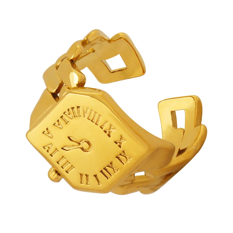 

Hip hop Roman watch ring wholesale cool design brass ring