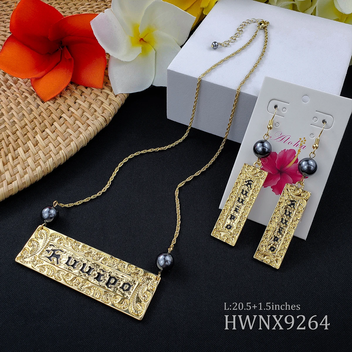 

hawaiian island jewelry sets wholesale 14k plated RUUIPO earrings necklace set for women girls