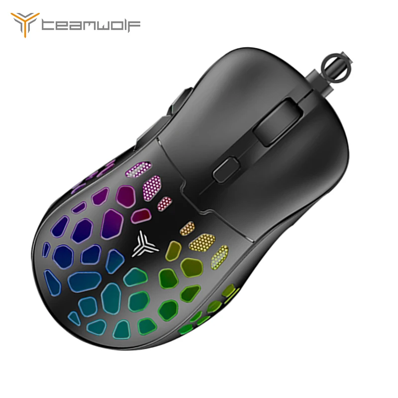 

2021 Hot Selling Teamwolf AT806 Usb Wired Optical Mouse Gamer Computer Ergonomic RGB Mouse