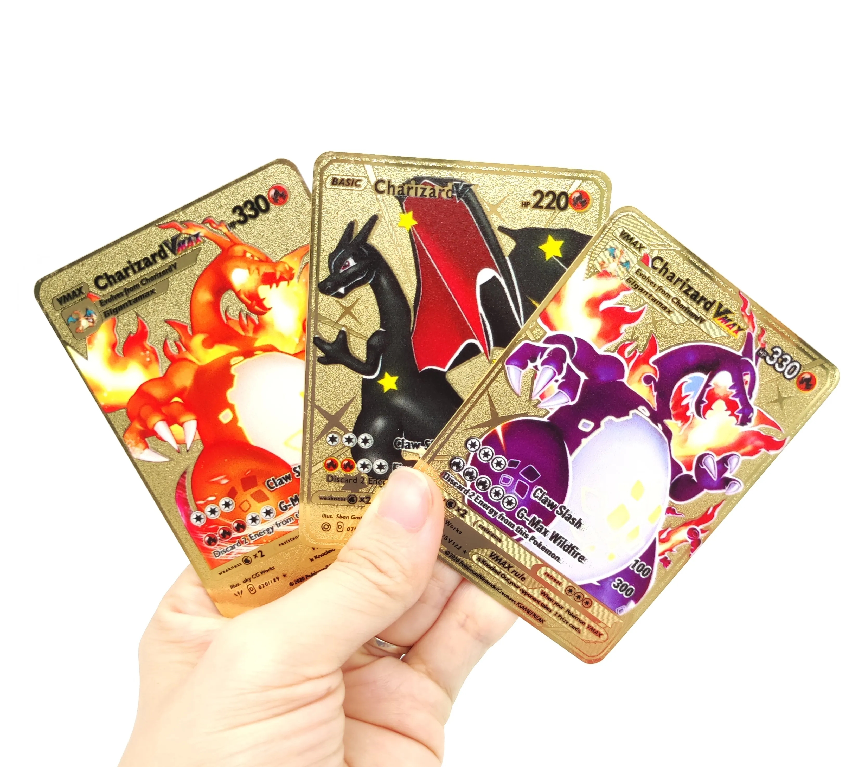 

Rts Charizard Vmax Blastoise Venusaur Gold Metal Pokemon Cards 1st Edition New Trading Cards Game
