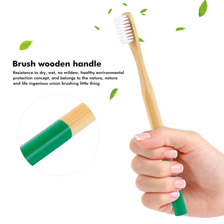 

High quality private label natural curved bamboo toothbrush, Customized color