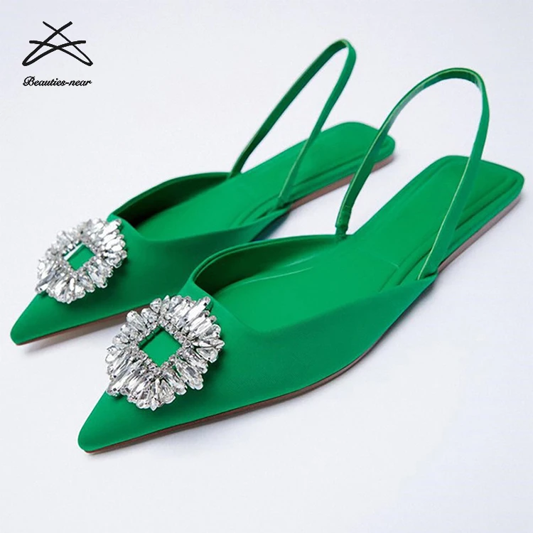 

Summer women's new fashion sandals with pointed toe ladies flat sandal rhinestone back strap flats