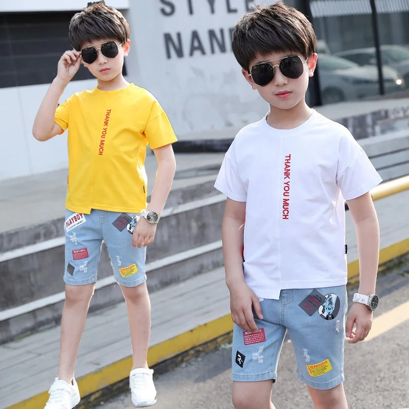 

2021 Summer Boys Clothing Sets Wholesale Comfortable Casual Letter Print 2PCS Suit Short Sleeve Baby Boy Girl Kids Clothes