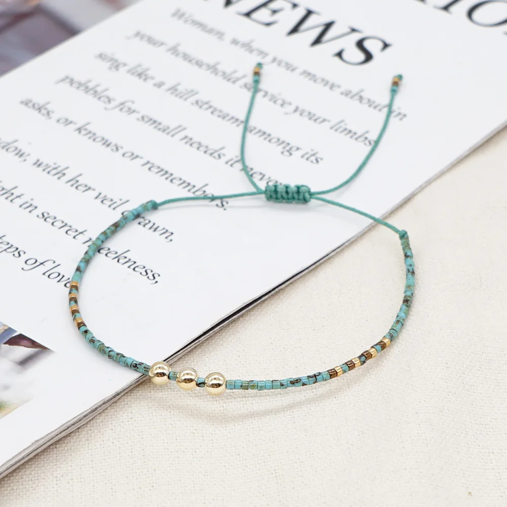 

Handmade Jewelry Bracelet Rusty Turquoise Seed Beaded Single Strand Bracelets Fashion Jewelry