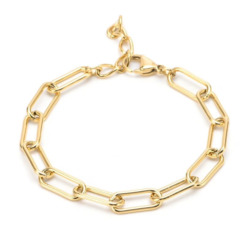 

Hot recently High quality Stainless Steel gold plated Paperclip Link Chain bracelet for women