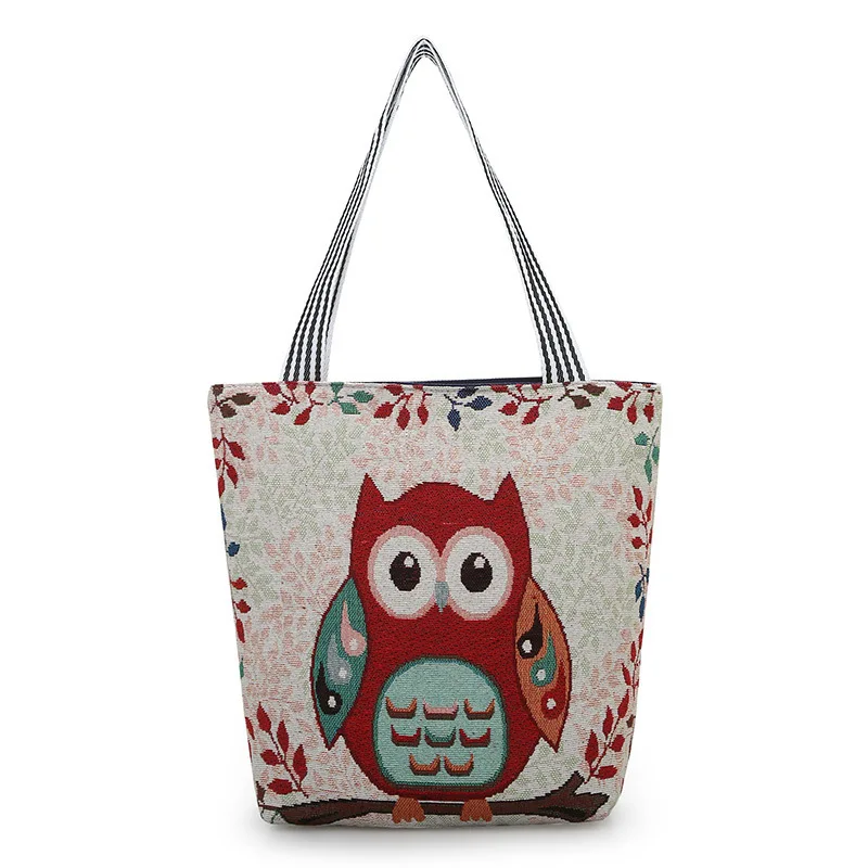 

lady shoulder bag ready to ship crossbody handbags canvas large capacity owl print bags tote bags, 9 designs
