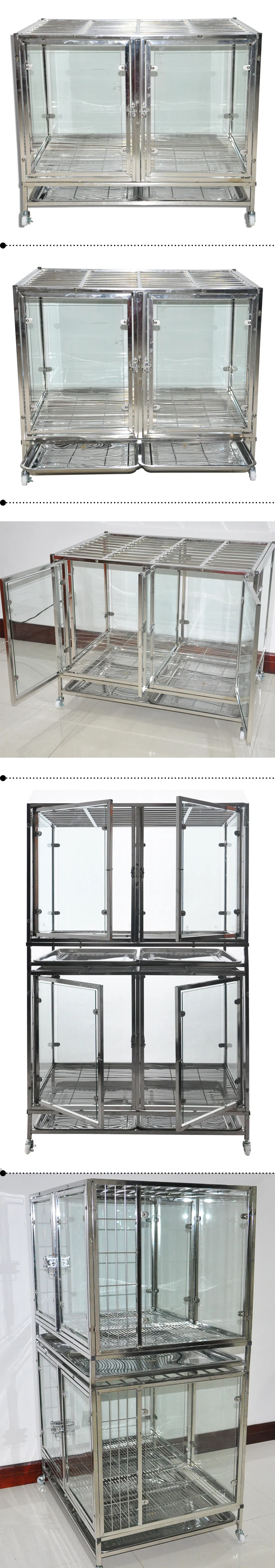 New Arrive Glass Stackable Dog Cages With Stainless Steel Frame Buy