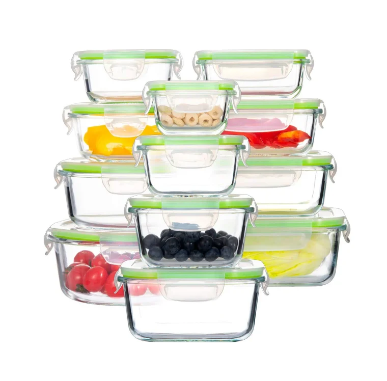 

Glass Food Storage Containers with Lids 24 pieces Airtight Glass Storage Containers Glass Meal Prep Containers, Transparent