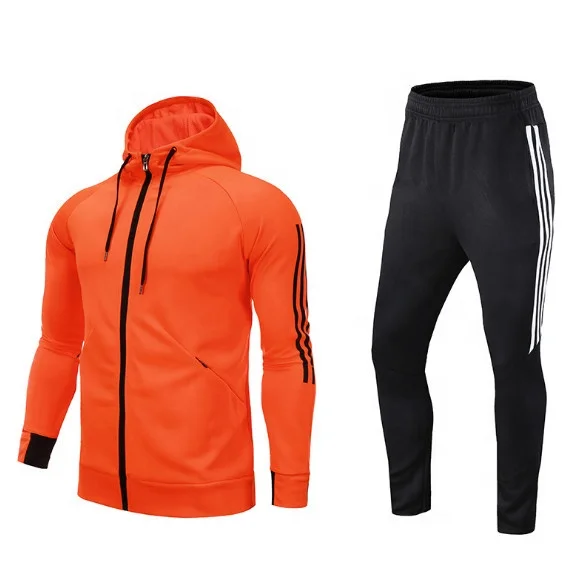 

Custom Logo Men's Tracksuits Training Jacket Sports Leggings Pant Jogging Suit Men Fitness & Yoga Wear, Black , white, orange