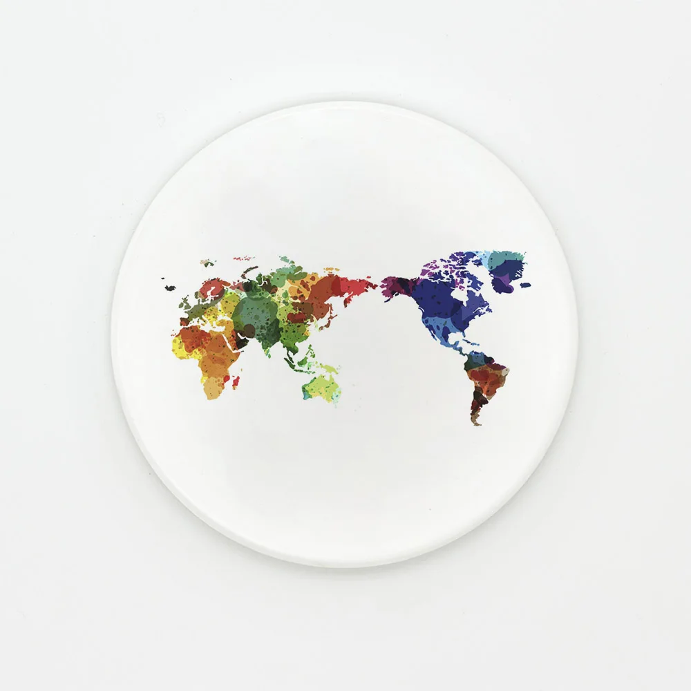 

Modern Abstract Colorful World Map Nordic Style Ceramic Coaster Gift Creative Home Coffee Tea Cup Kitchen Accessories Pad Drinks