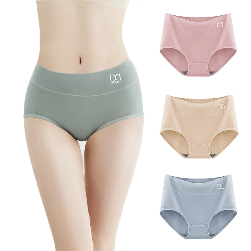 

100 Cotton Panties Underwear Solid Women's Mid Waist Undies Knickers Comfortable Breathable Ladies Undergarments