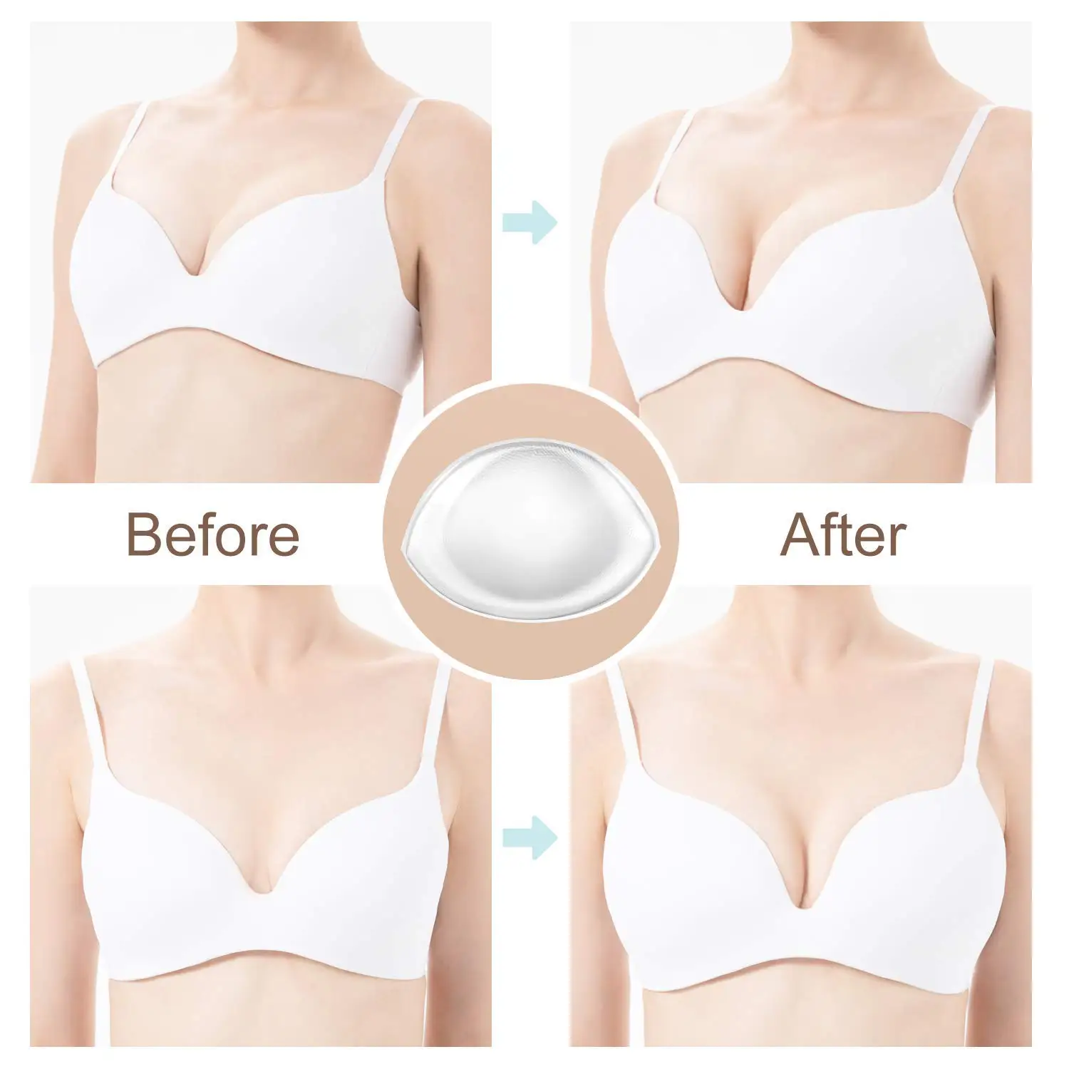 2 Pairs Silicone Bra Inserts Gel Breast Push Up Pads Inserts Clear Enhancers for Women 