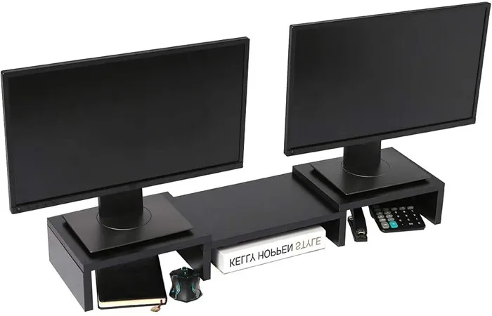 Wood Adjustable Length Monitor Stand 