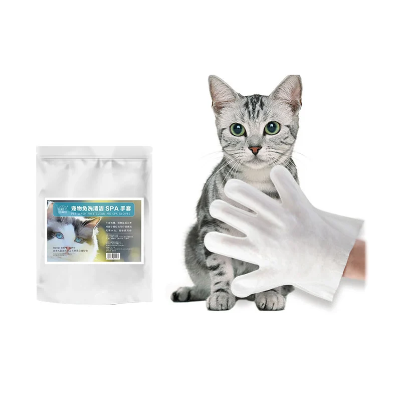 

Hot sale pet disposable cleaning gloves for cats environmental friendly non irritating wet wipes SPA gloves for pet supplies