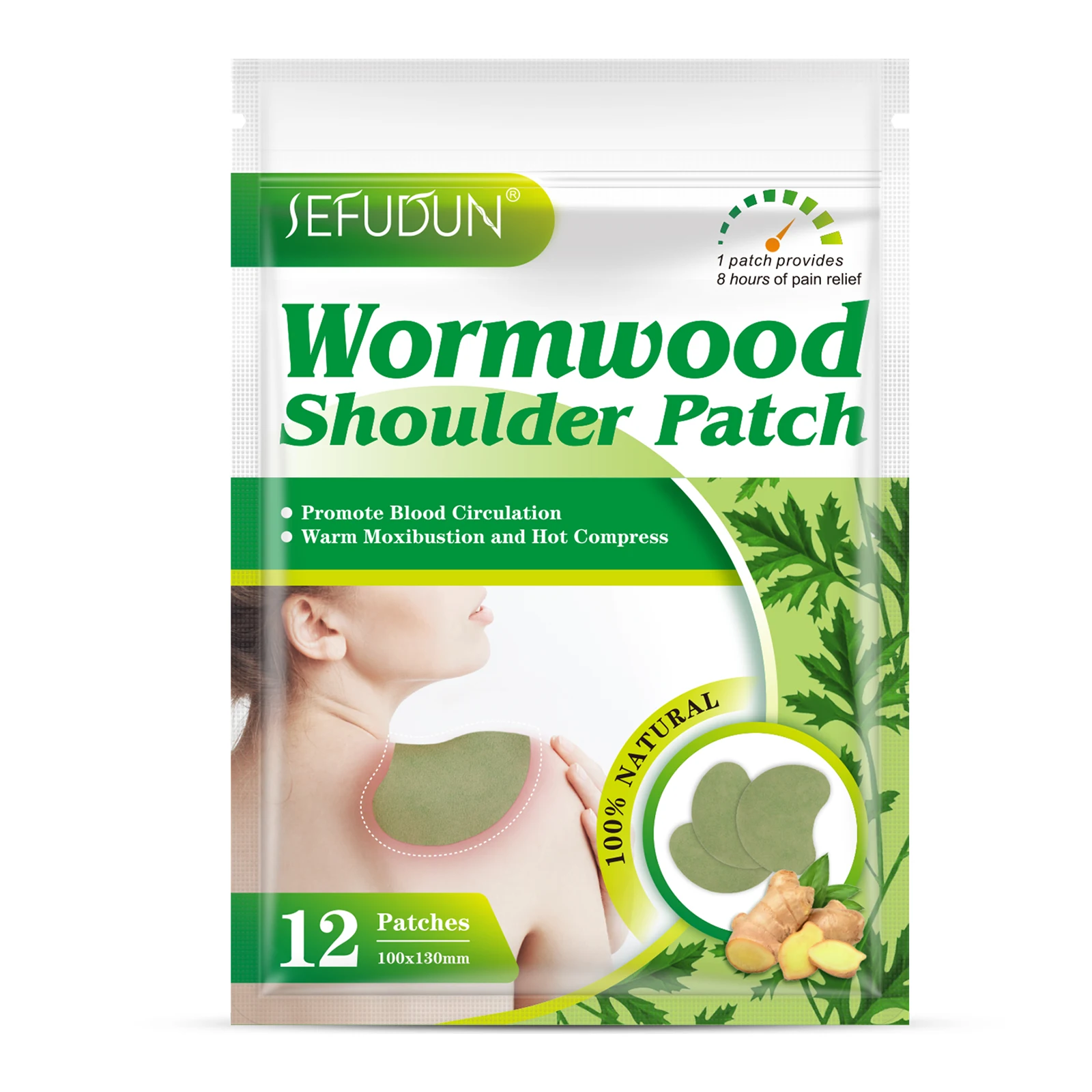 

SEFUDUN private label custom wholesale portable quick fix hot patch shoulder natural wormwood herbal pain relief patch