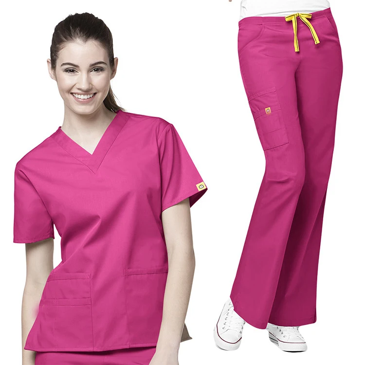 

New-style poly/rayon/spandex stretchy medical scrubs for women