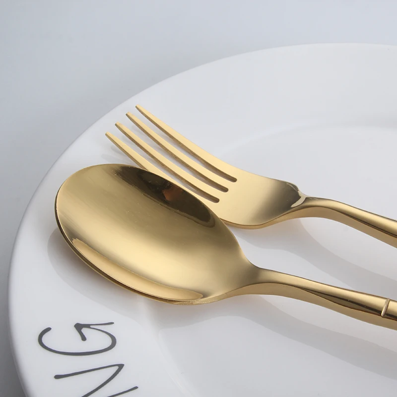 
Eco-Friendly 5 Pcs Gold Silver Flatware Set Bamboo Shape Handle Stainless Steel Luxury Cutlery Set 