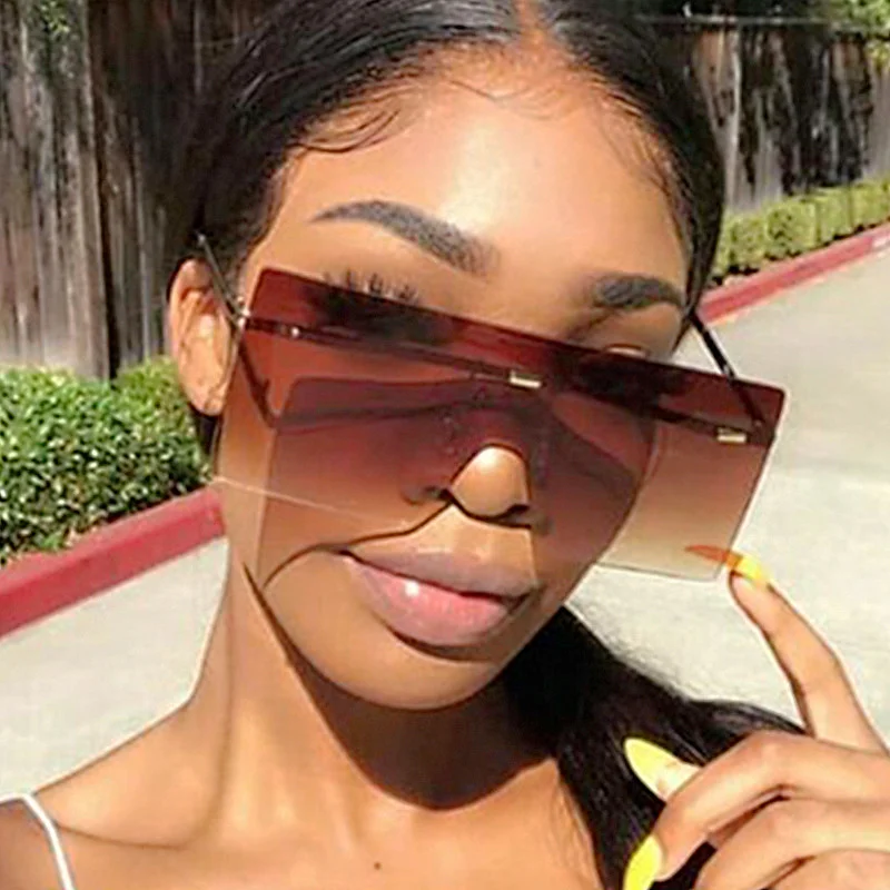 

Frame Less Oversize Sunglasses Quadrilateral 2021 Fashion Women Ocean Sunglasses Sun Glasses, Custom colors