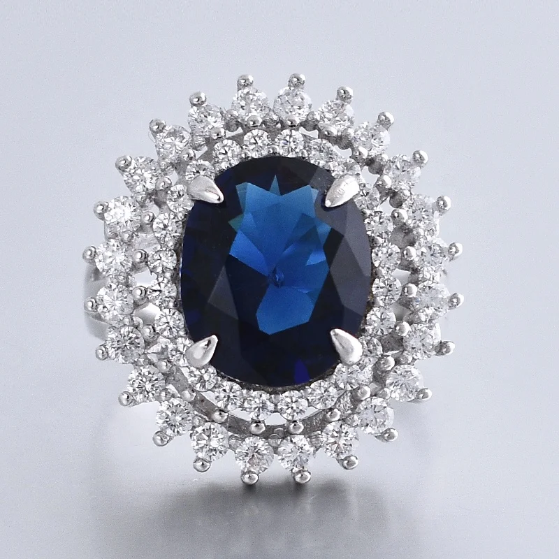 

925 sterling silver oval cut semi precious stone with silver ring wholesale