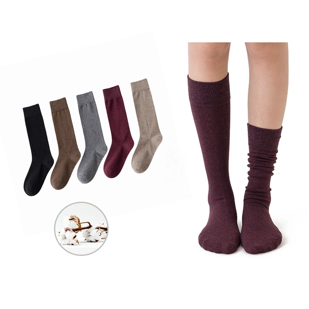 

Women Odor Resistant cotton Crew Socks with Cosy Solid Color Super Soft Long Loose style Socks