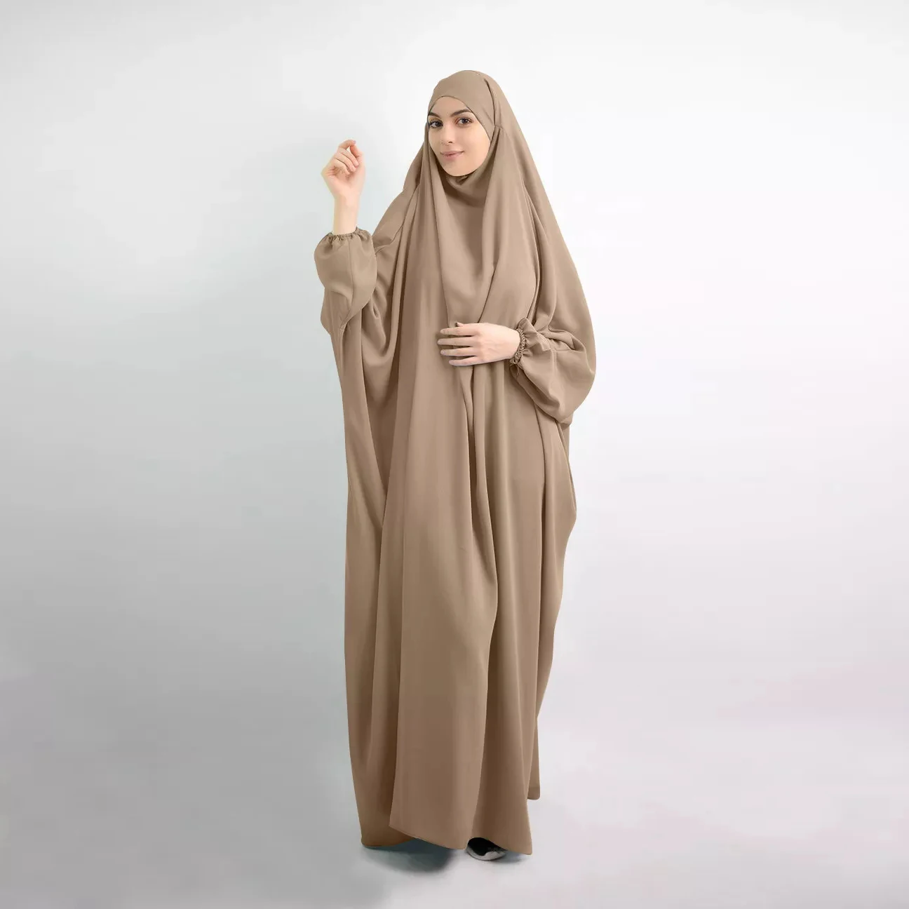 

Patchwork Middle East Hooded Worship Service Four Seasons Muslim Dresses Dubai Long Muslim Dress Abaya, As the picture