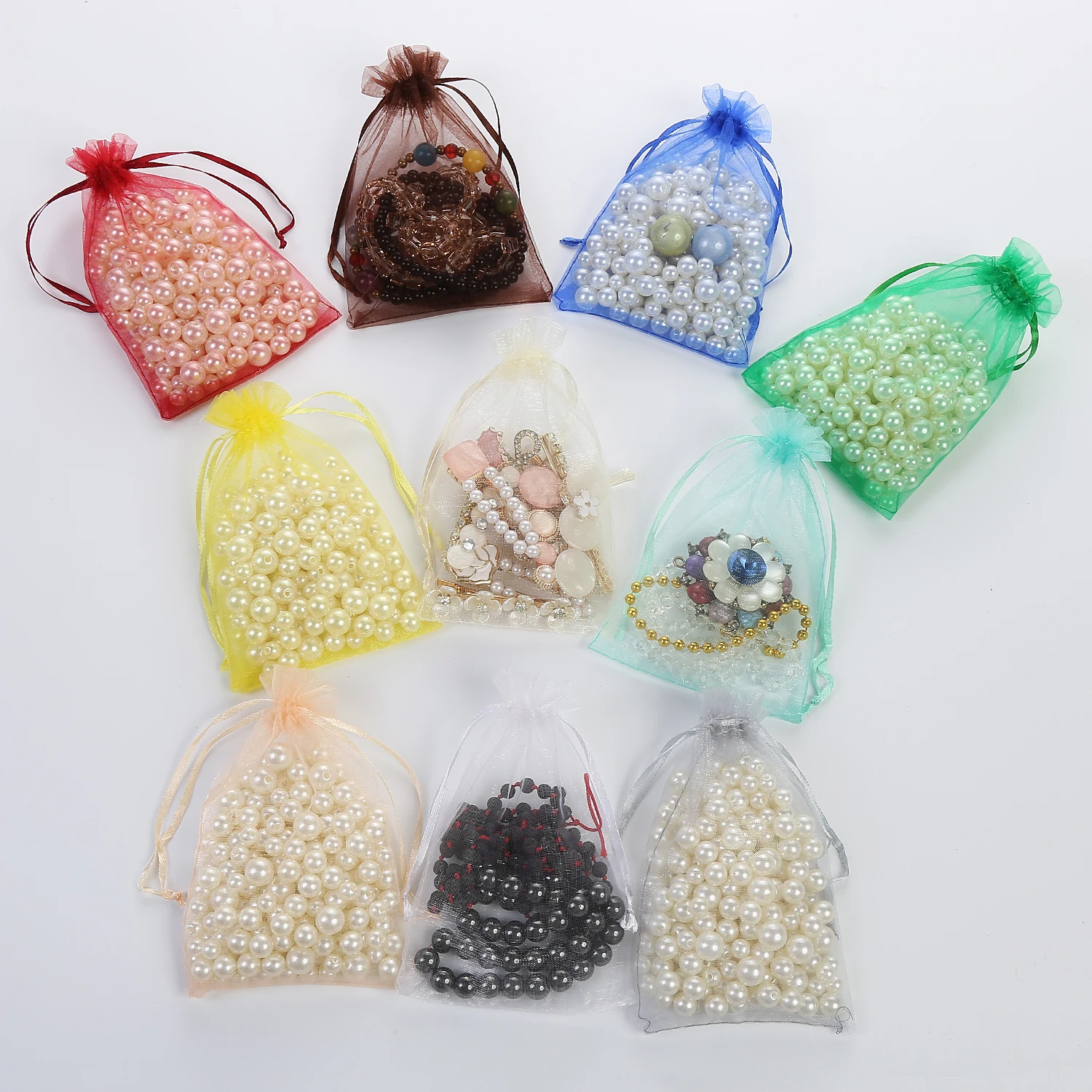 

Custom Drawstring Bags Organza 25*35Cm Jewelry Necklace Bracelet Packaging Bags, 21 color options